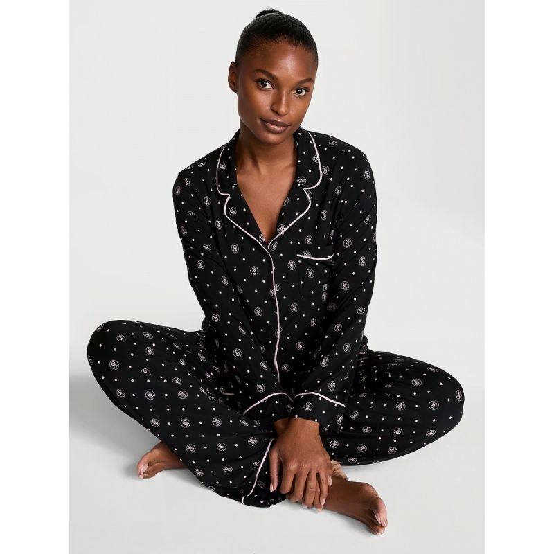 Піжама Modal Long Pajama Set Black Vs Lockup Dot