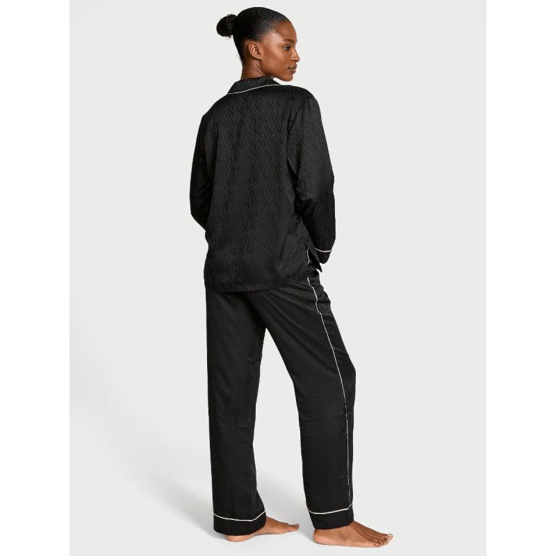 Піжама сатинова Satin Long Pajama Set Black N VS