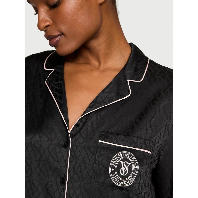 Піжама сатинова Satin Long Pajama Set Black N VS