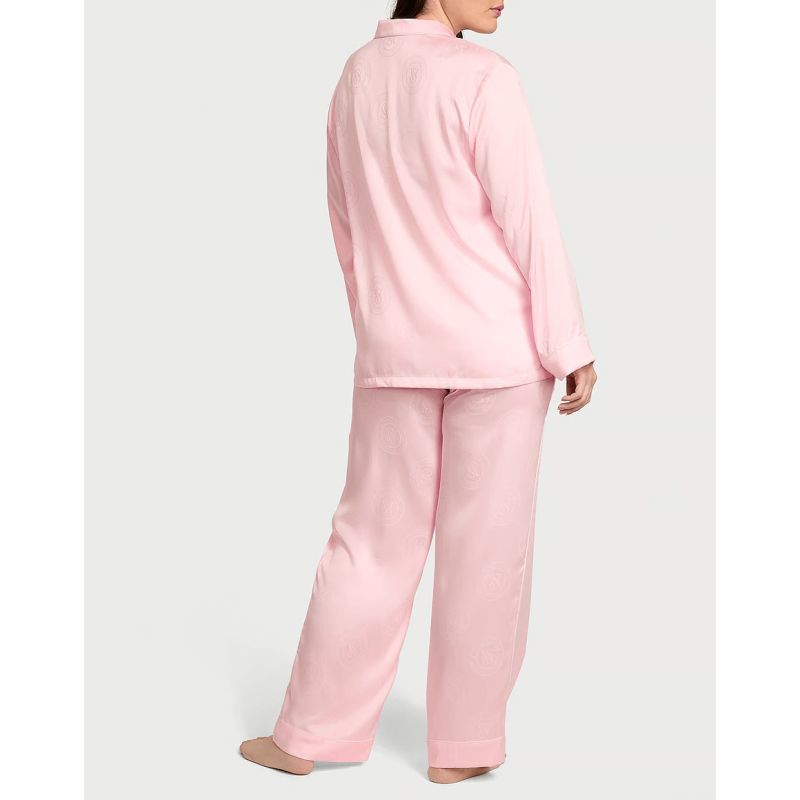 Піжама сатинова Satin Long Pajama Set Angel Pink Crest Jacquard