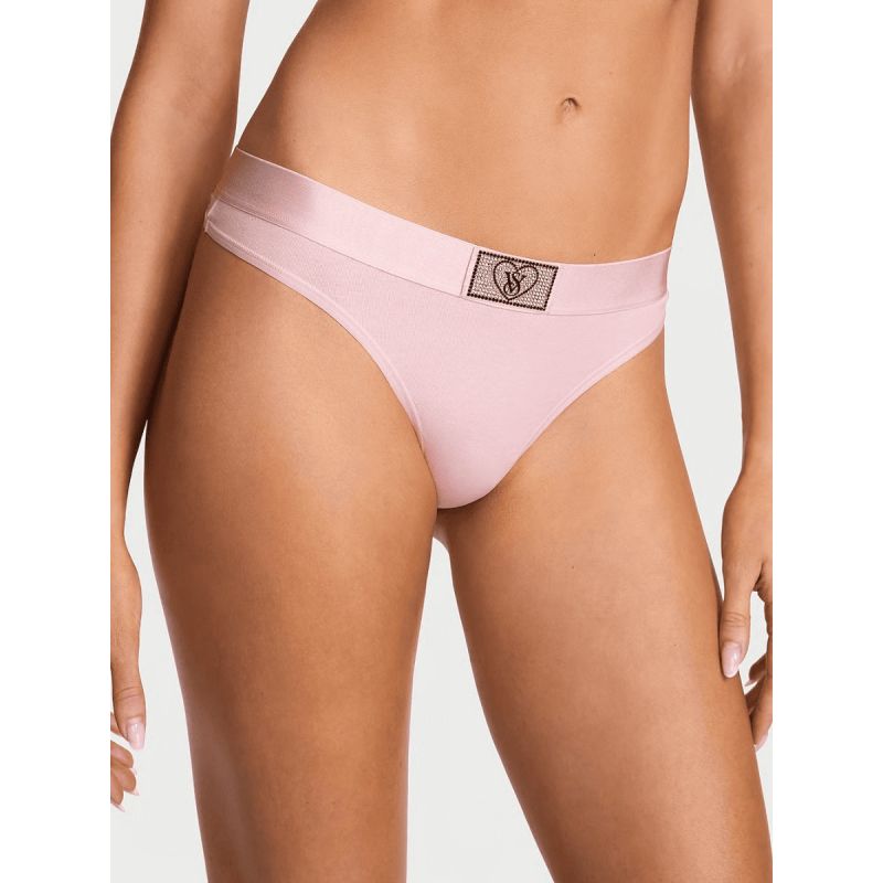 Трусики Logo Cotton Heart Shine Patch Thong Panty Bermuda Pink